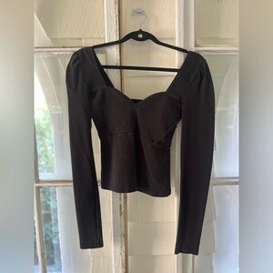 Aritzia Talula Black Long Sleeve Bustier Top